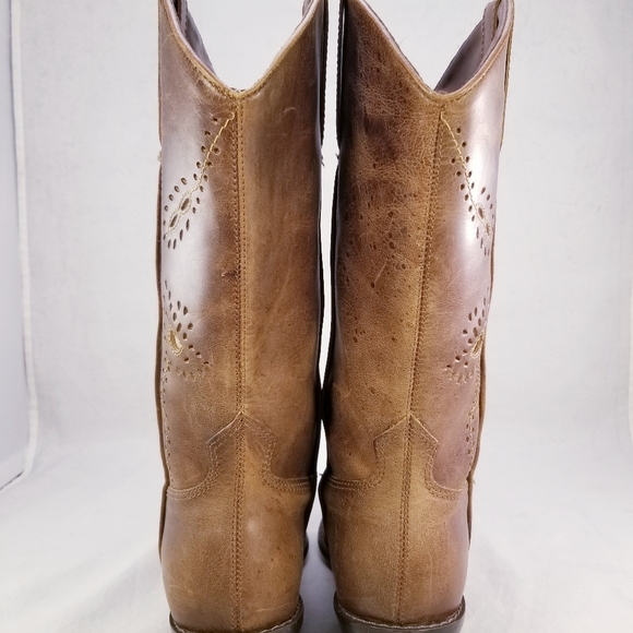 MATISSE WESTERN COWGIRL FLORAL CUT OUT WOMEN BOOTS BROWN LEATHER SIZE 7.5 M - Picture 4 of 9